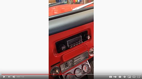 Installation of a retro sound radio, Alpine amp, woofer, kit panel speakers and center channel speaker in a 1971 Chevy Truck at Sounds Good To Me in Tempe AZ