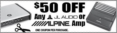 Sound Specials: Get $50 off any JL audio or Alpine amp, only at Sounds Good To Me in Tempe, AZ: 