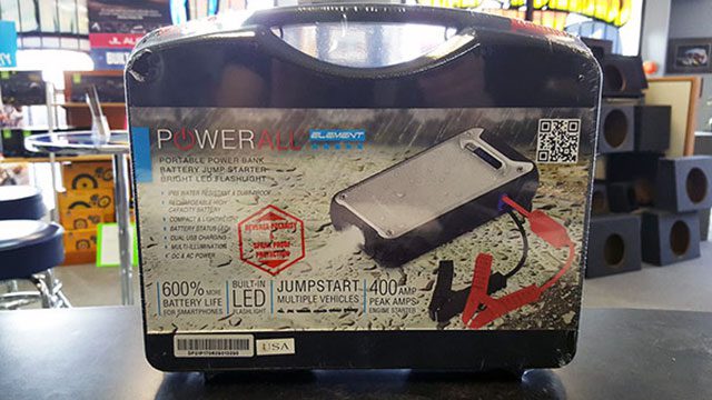 Powerall Element All-in-One Portable Power Bank, Battery Jump Starter, Bright LED Flashlight available at Sounds Good To Me in Tempe, Arizona