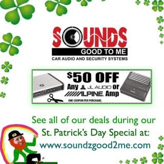 Sound Specials: Get $50 off any JL audio or Alpine amp, now through March 14th only at Sounds Good To Me in Tempe, AZ: 