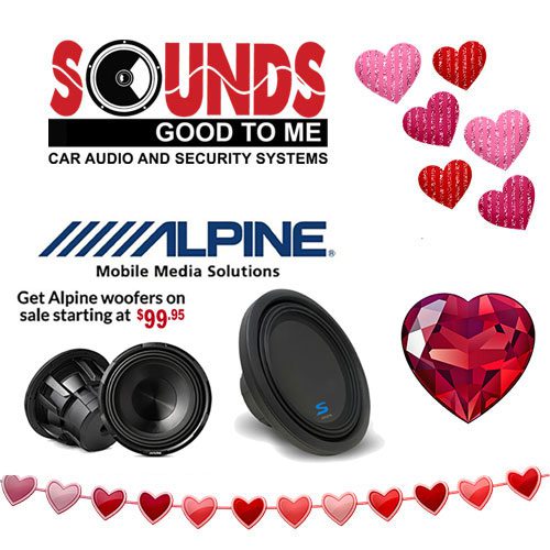 Feel the boom of two hearts beating as one with ALPINE woofers, available now – Feb 14th starting at $99.95. See all our specials during our Valentine’s Day sale at Sounds Good To Me in Tempe, AZ: